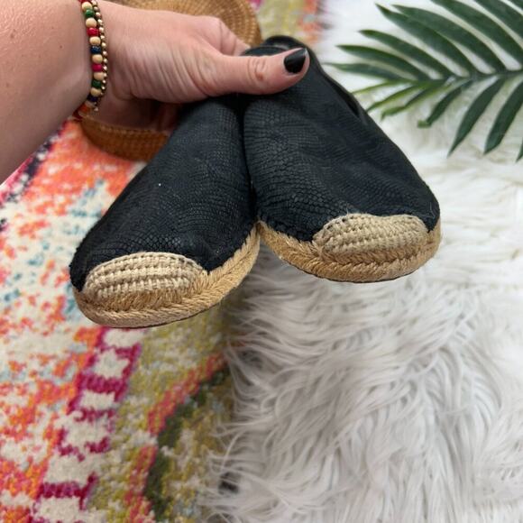 UGG Neutral Black Fleece Leather Sandrinne II Snake Espadrille Loafer 10 1015804 - Picture 5 of 9